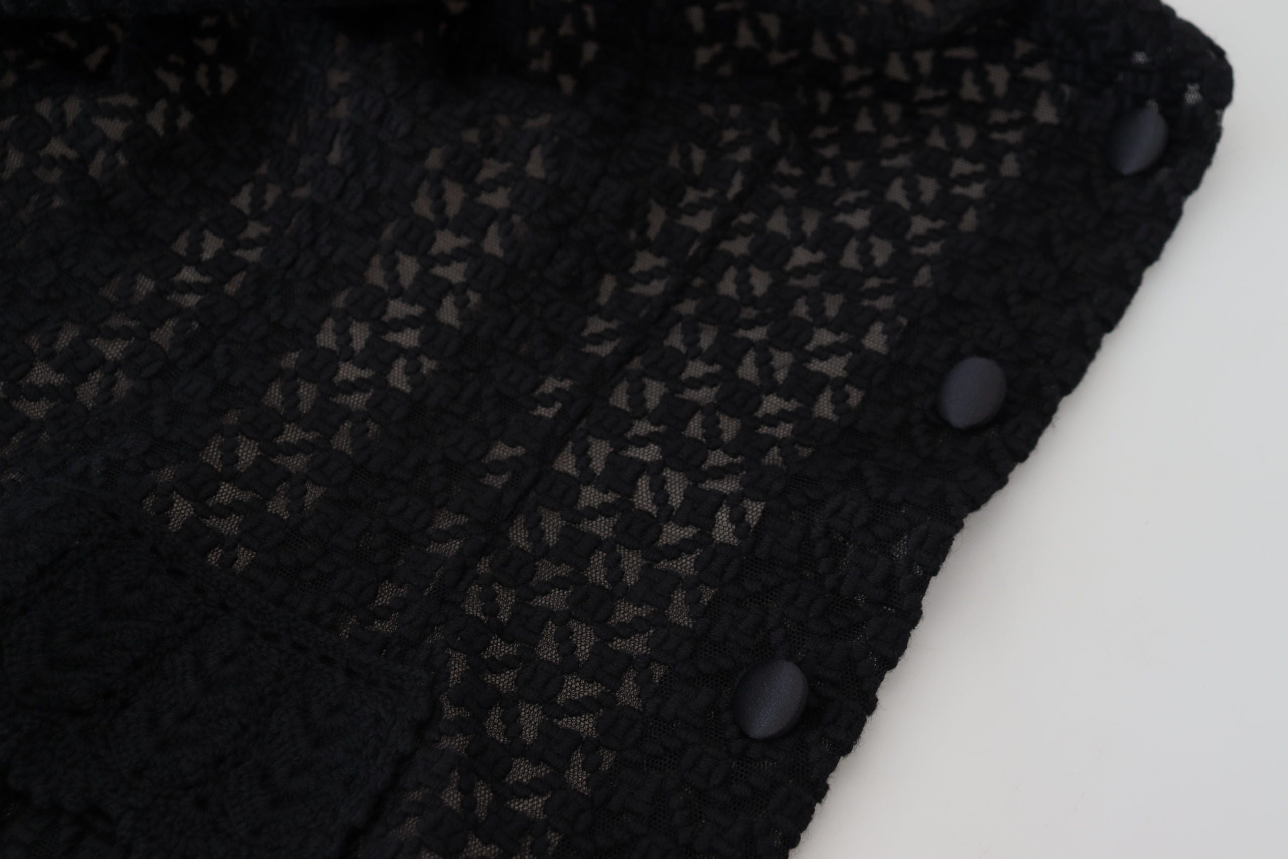 Dolce & Gabbana Schwarze Jacke mit gestricktem Knopfkragen aus Wolle