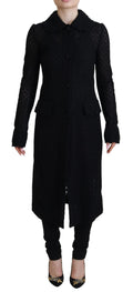 Dolce & Gabbana Schwarzer Button Down Long Blazer Baumwolljacke