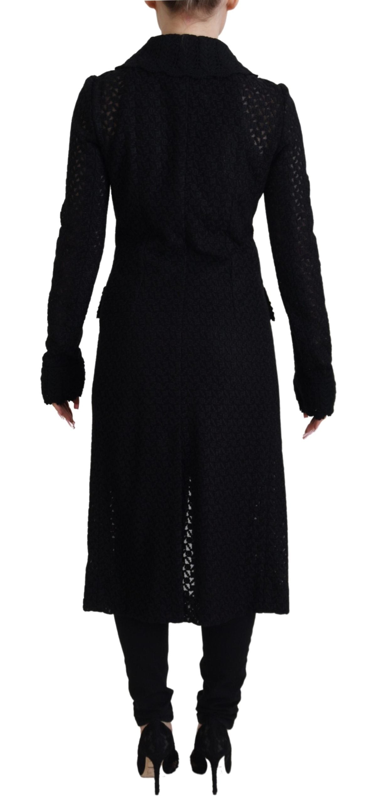 Dolce & Gabbana Schwarzer Button Down Long Blazer Baumwolljacke