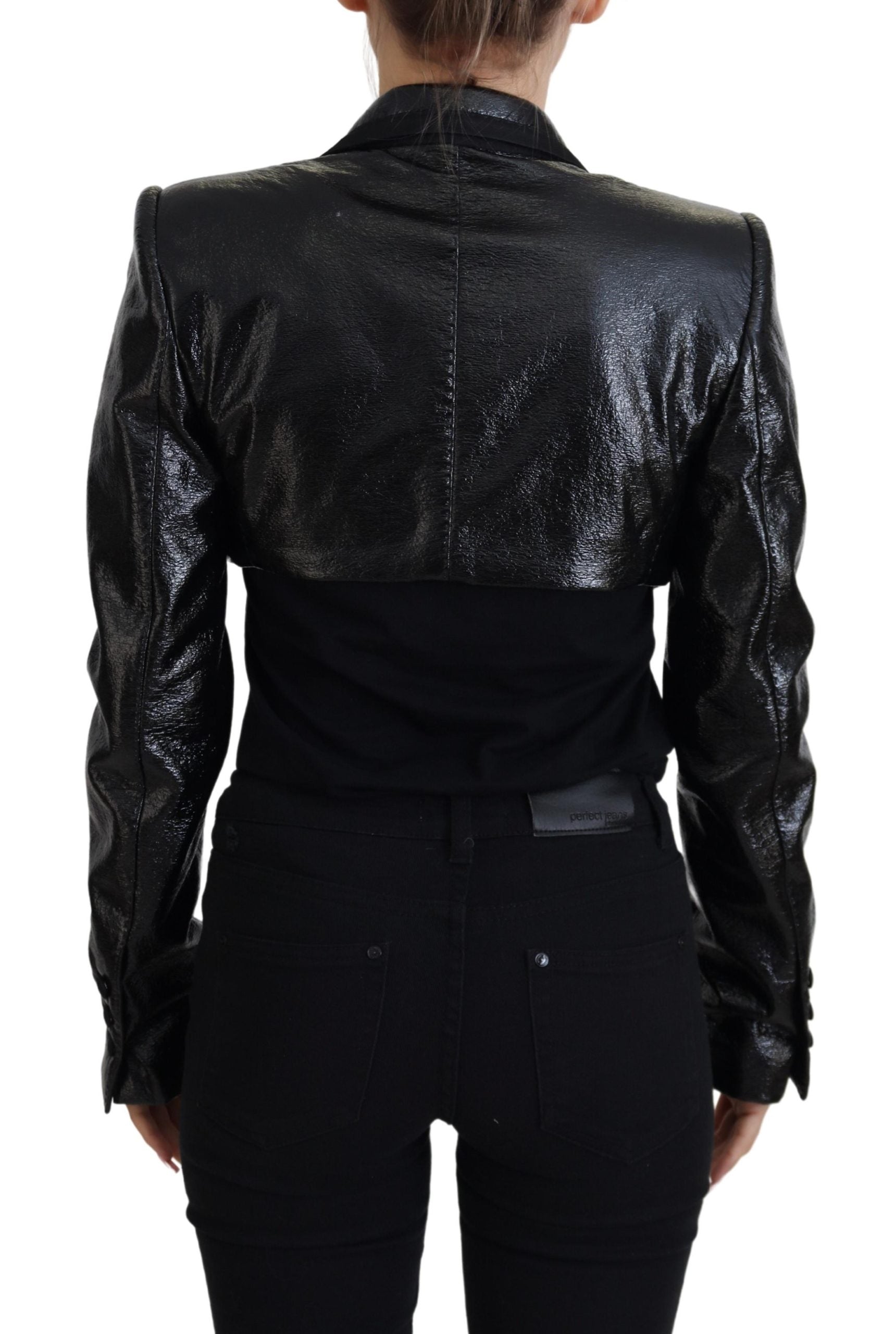 Dolce & Gabbana Black Long Sleeve Cropped Cotton Jacket Blazer