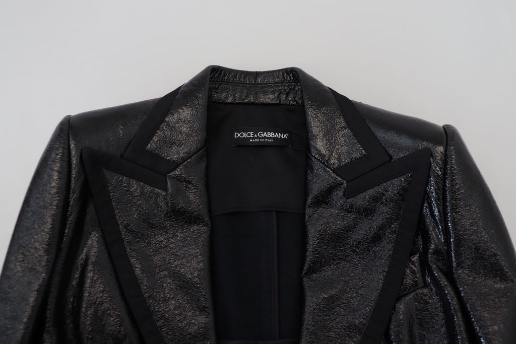 Dolce & Gabbana Black Long Sleeve Cropped Cotton Jacket Blazer