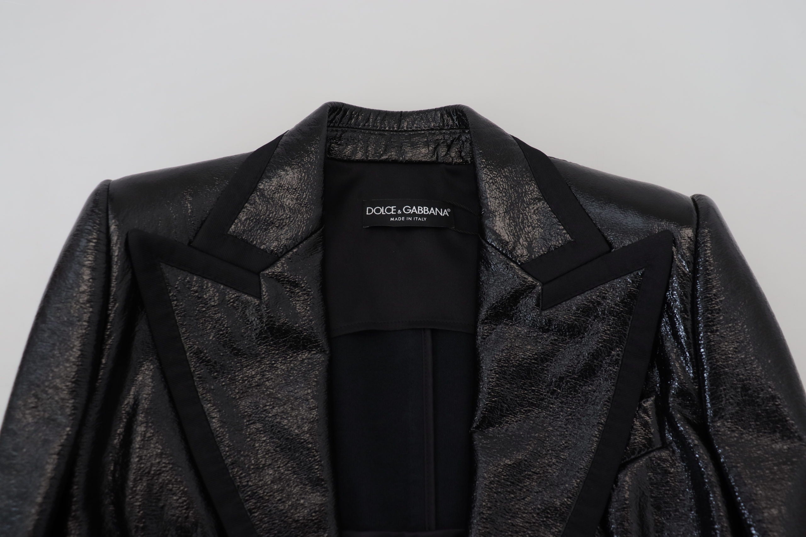 Dolce & Gabbana Black Long Sleeve Cropped Cotton Jacket Blazer