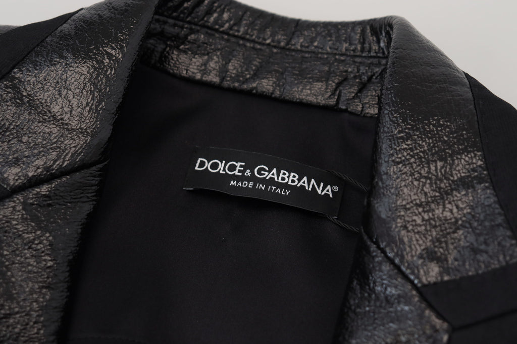 Dolce & Gabbana Black Long Sleeve Cropped Cotton Jacket Blazer