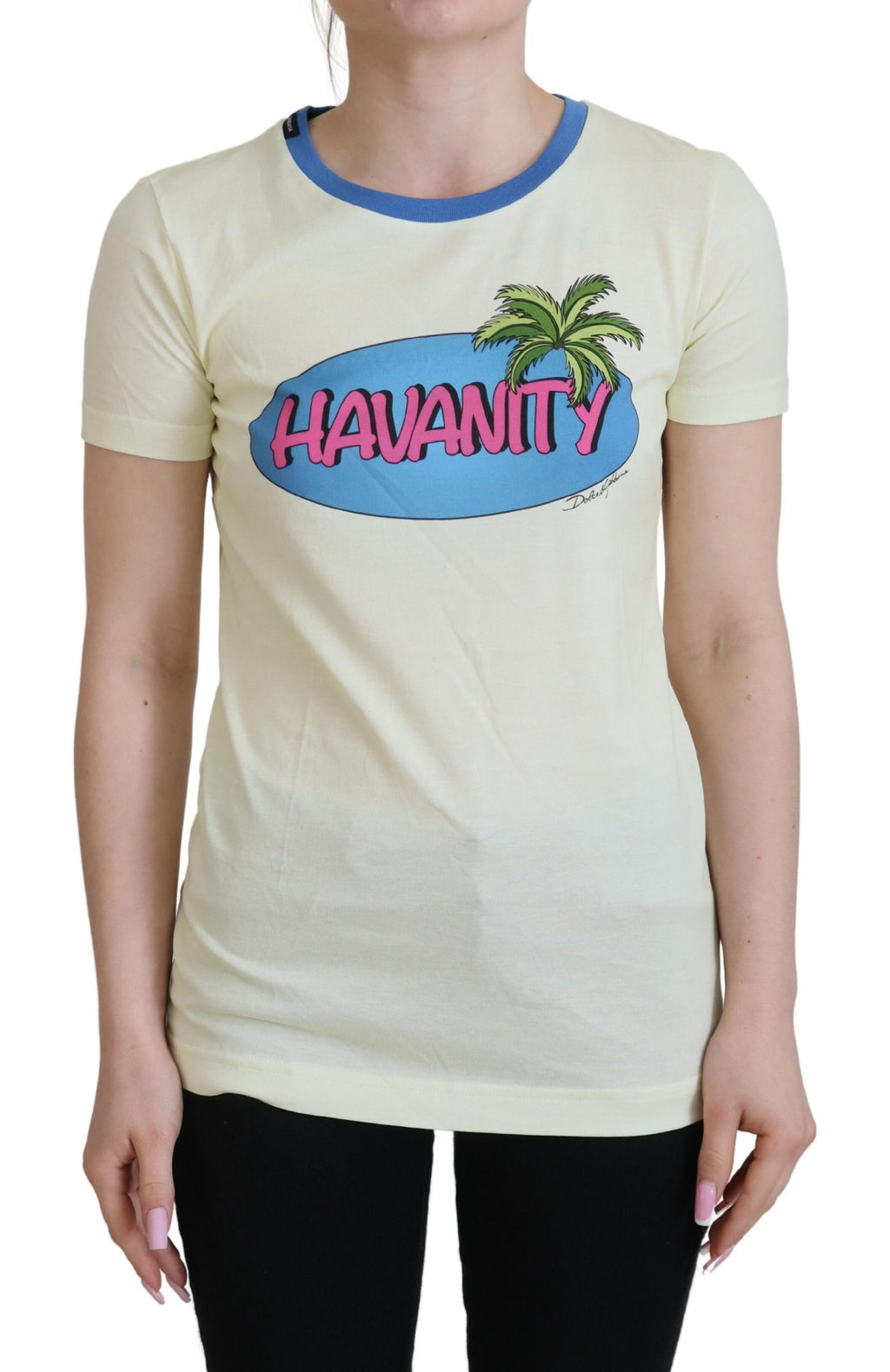 Dolce & Gabbana Yellow Havanity Crew-Neck Cotton T-Shirt
