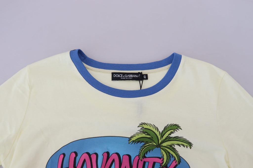 Dolce & Gabbana Yellow Havanity Crew-Neck Cotton T-Shirt