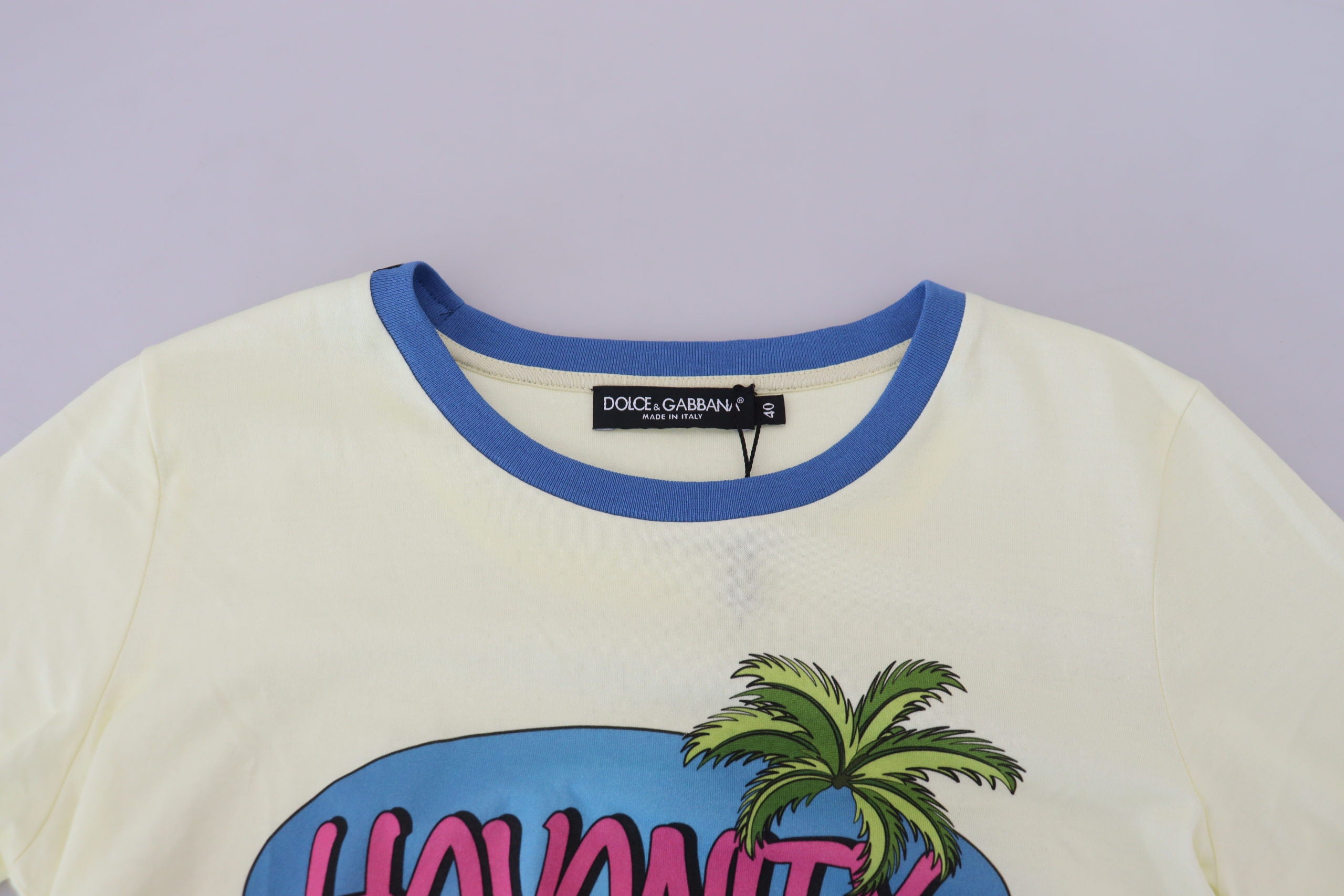 Dolce & Gabbana Yellow Havanity Crew-Neck Cotton T-Shirt