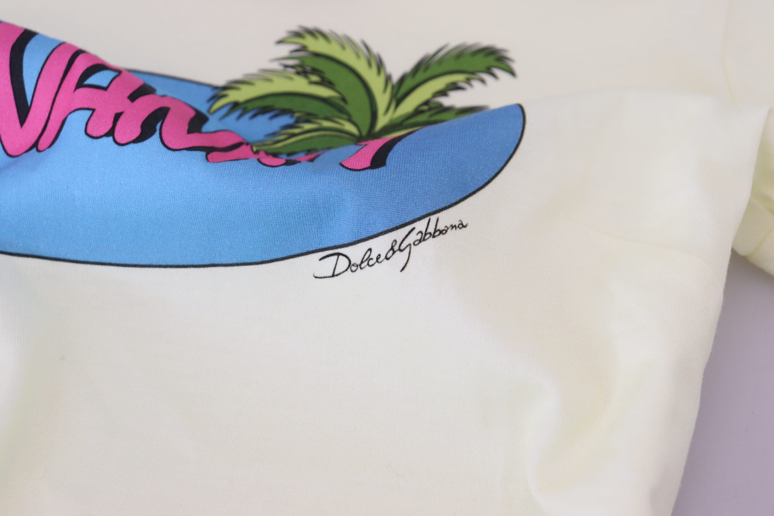 Dolce & Gabbana Yellow Havanity Crew-Neck Cotton T-Shirt