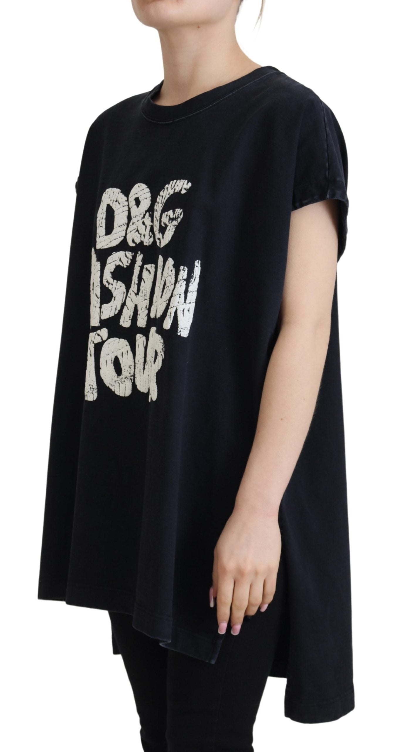 Dolce & Gabbana Schwarzes D&G Fashion Baumwoll-T-Shirt mit Rundhalsausschnitt
