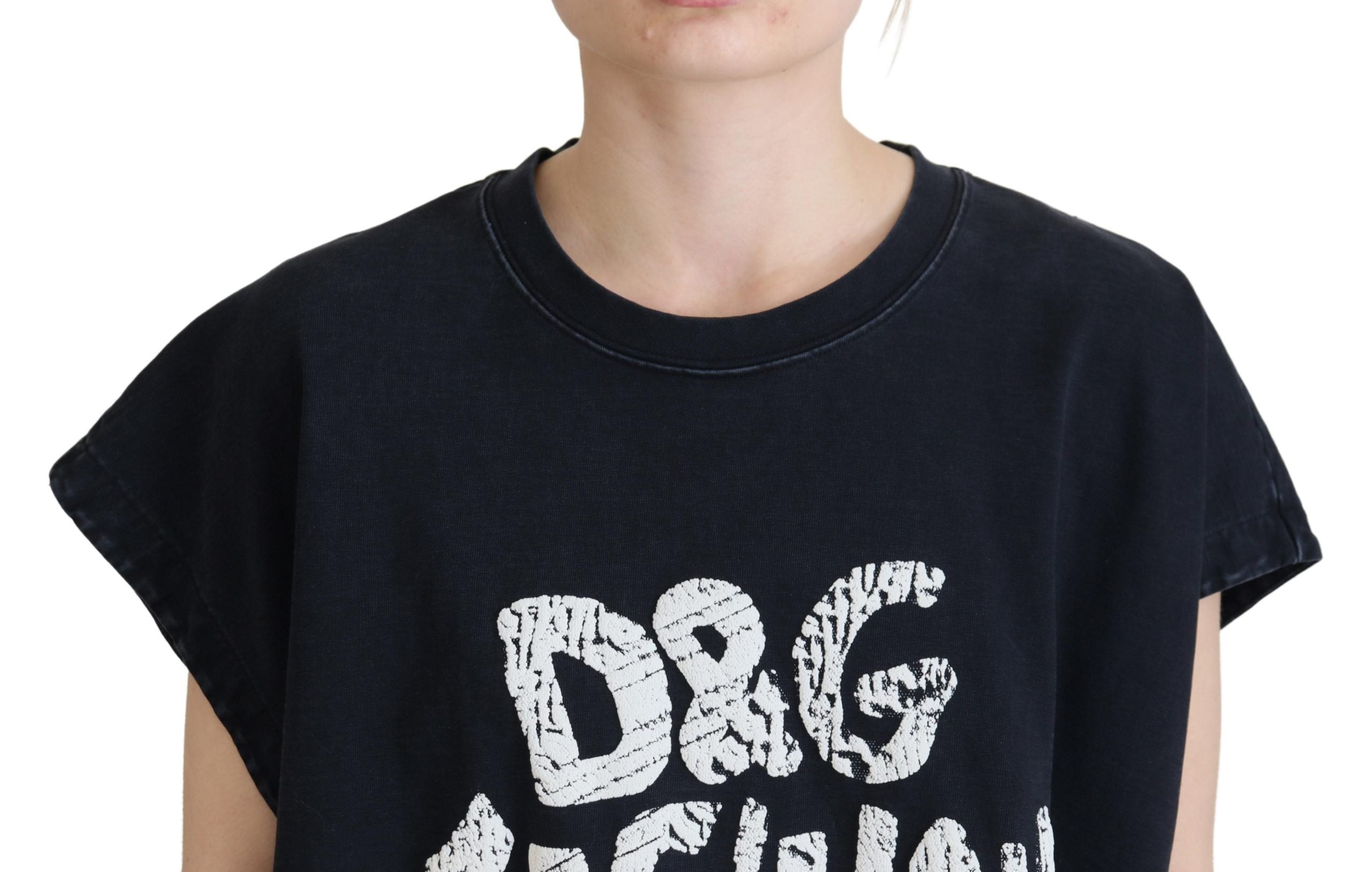 Dolce & Gabbana Schwarzes D&G Fashion Baumwoll-T-Shirt mit Rundhalsausschnitt
