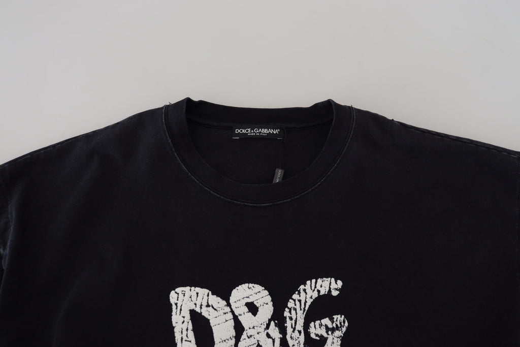 Dolce & Gabbana Schwarzes D&G Fashion Baumwoll-T-Shirt mit Rundhalsausschnitt