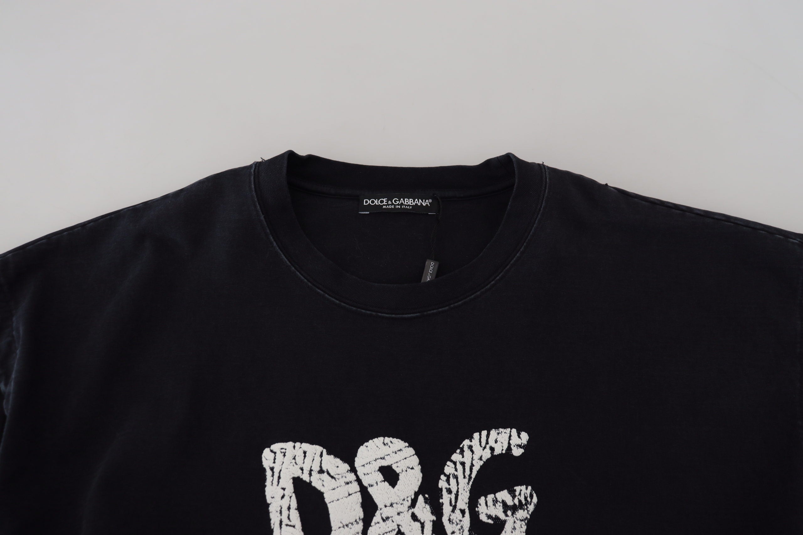 Dolce & Gabbana Schwarzes D&G Fashion Baumwoll-T-Shirt mit Rundhalsausschnitt