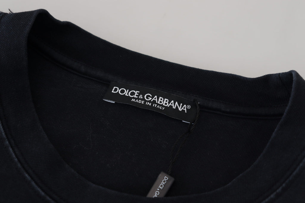 Dolce & Gabbana Schwarzes D&G Fashion Baumwoll-T-Shirt mit Rundhalsausschnitt