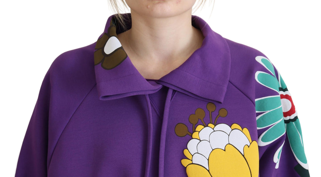 Dolce & Gabbana Lila Pullover aus Baumwolle mit Blumendruck