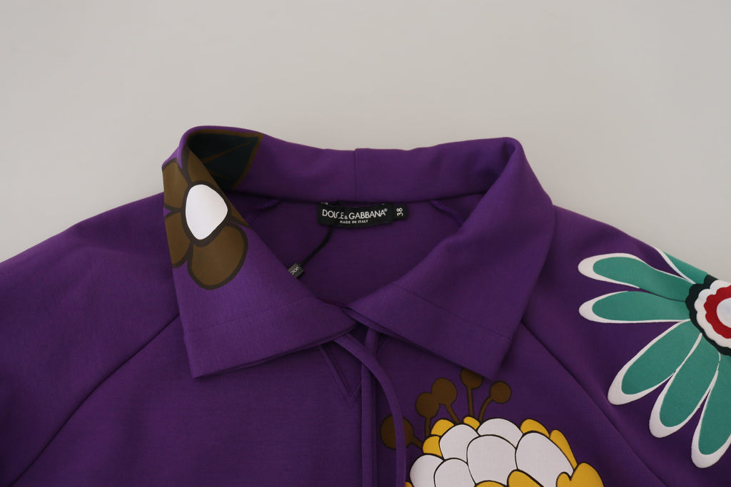 Dolce & Gabbana Lila Pullover aus Baumwolle mit Blumendruck
