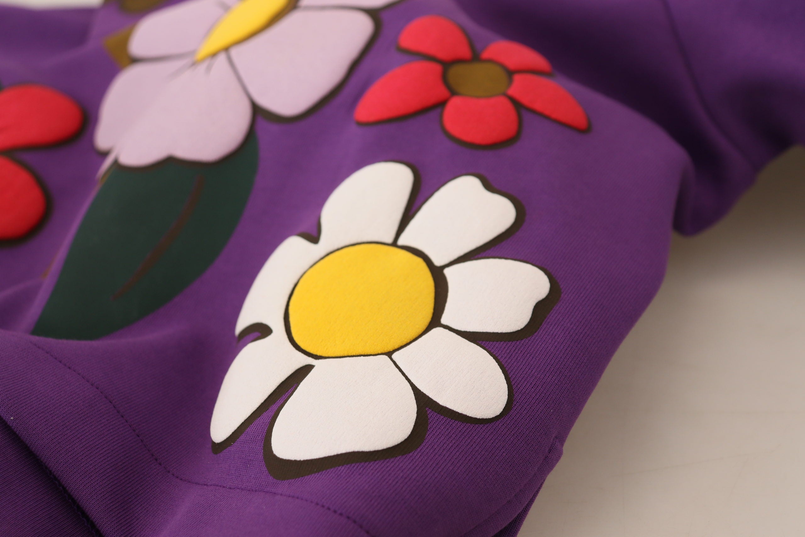Dolce & Gabbana Lila Pullover aus Baumwolle mit Blumendruck