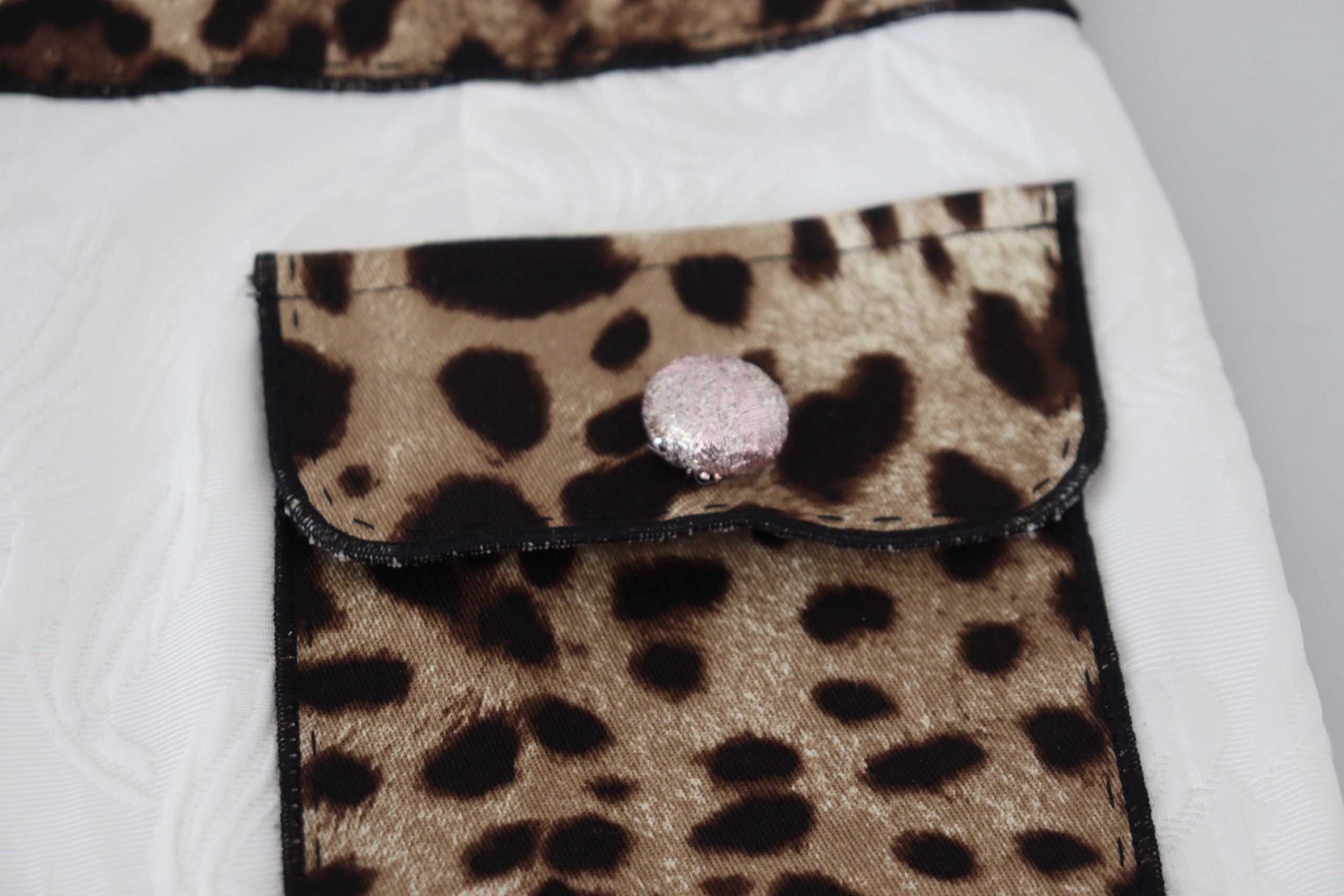 Dolce & Gabbana White High-Waisted Leopard Print Trousers