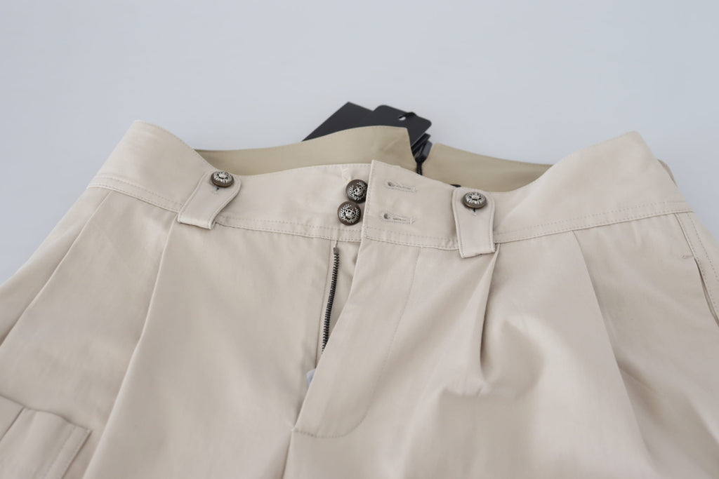 Dolce & Gabbana Beige Hochtaillierte Damenhosen