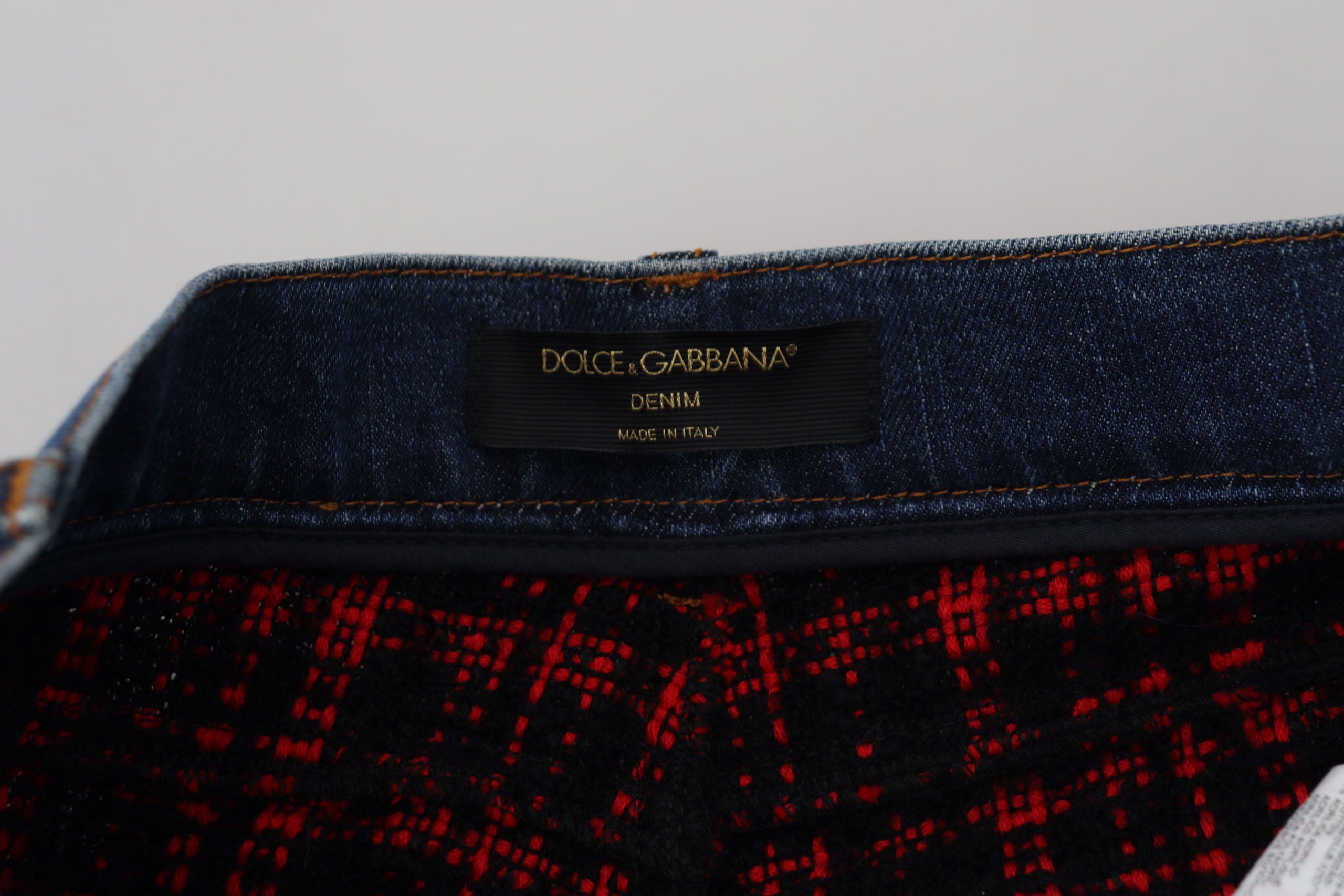 Dolce & Gabbana Blue Plaid Skinny Denim Jeans