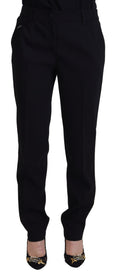 Dolce & Gabbana Women's Black Tapered Wool Trousers
