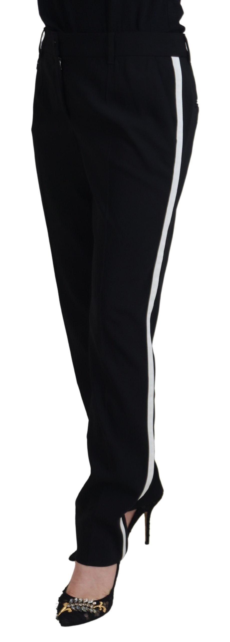 Dolce & Gabbana Women's Black Tapered Wool Trousers