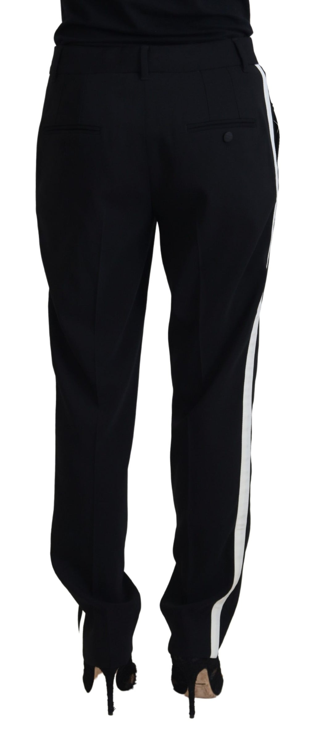 Dolce & Gabbana Women's Black Tapered Wool Trousers