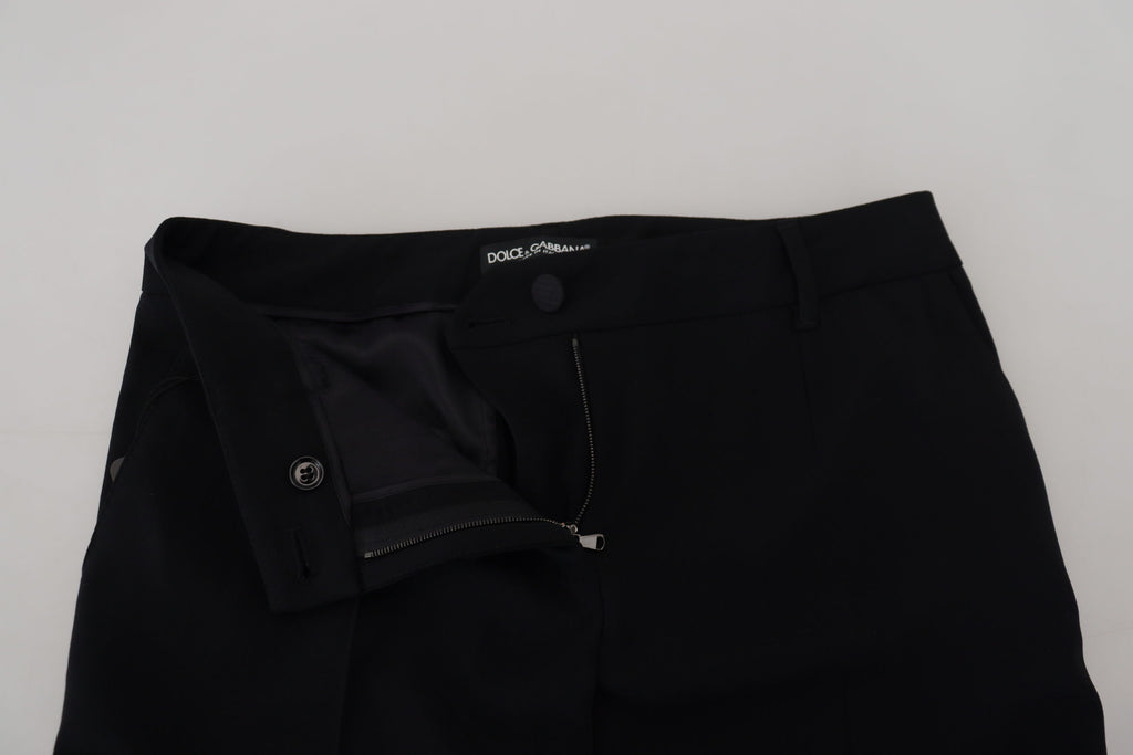 Dolce & Gabbana Women's Black Tapered Wool Trousers