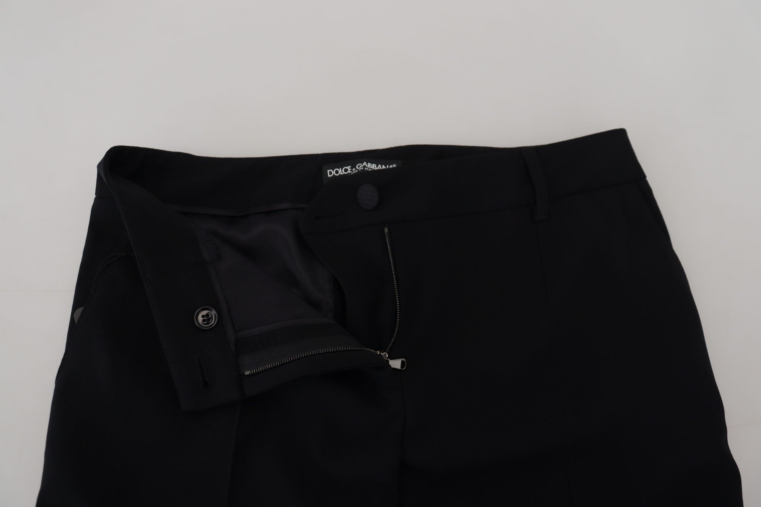 Dolce & Gabbana Women's Black Tapered Wool Trousers