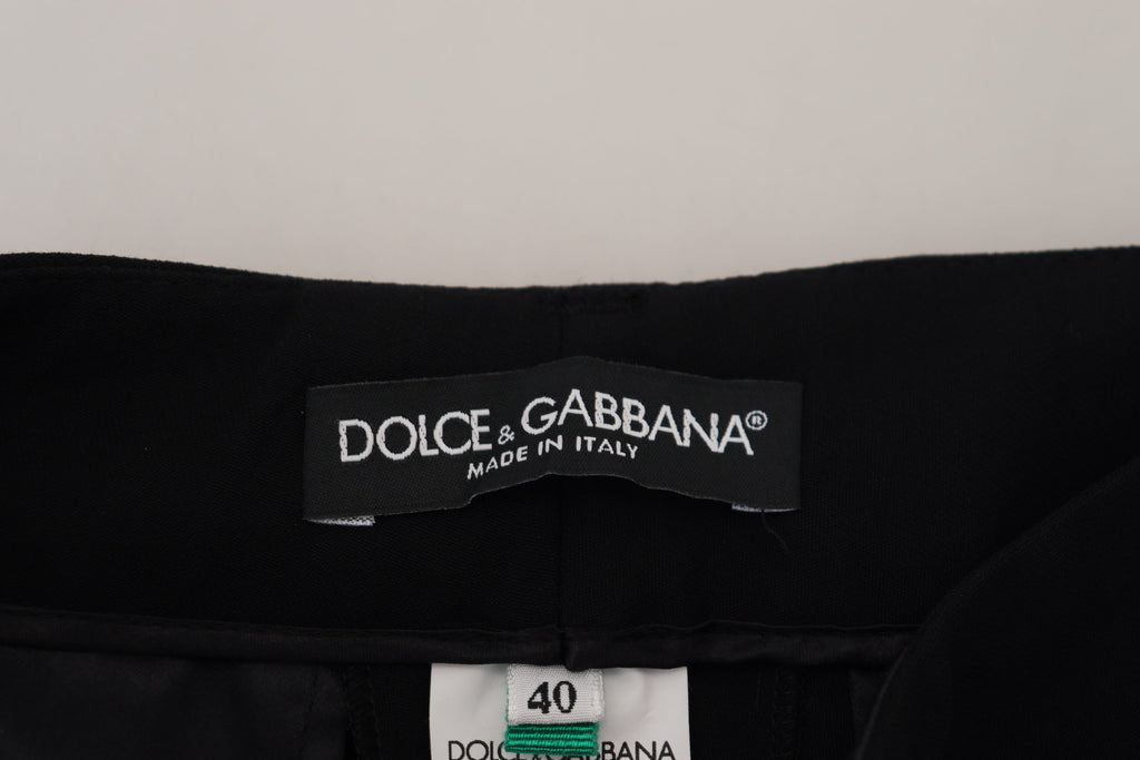 Dolce & Gabbana Women's Black Tapered Wool Trousers