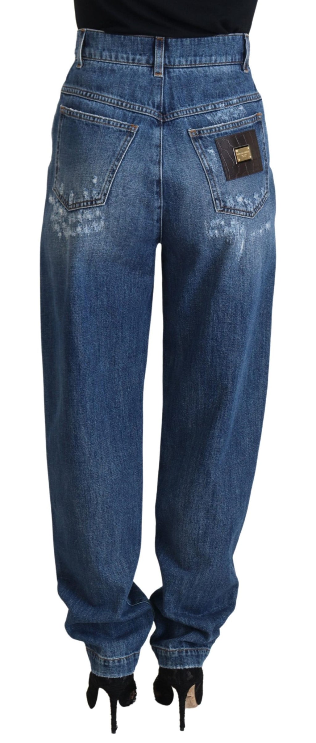 Dolce & Gabbana Blue Washed Distressed Cotton Denim Jeans