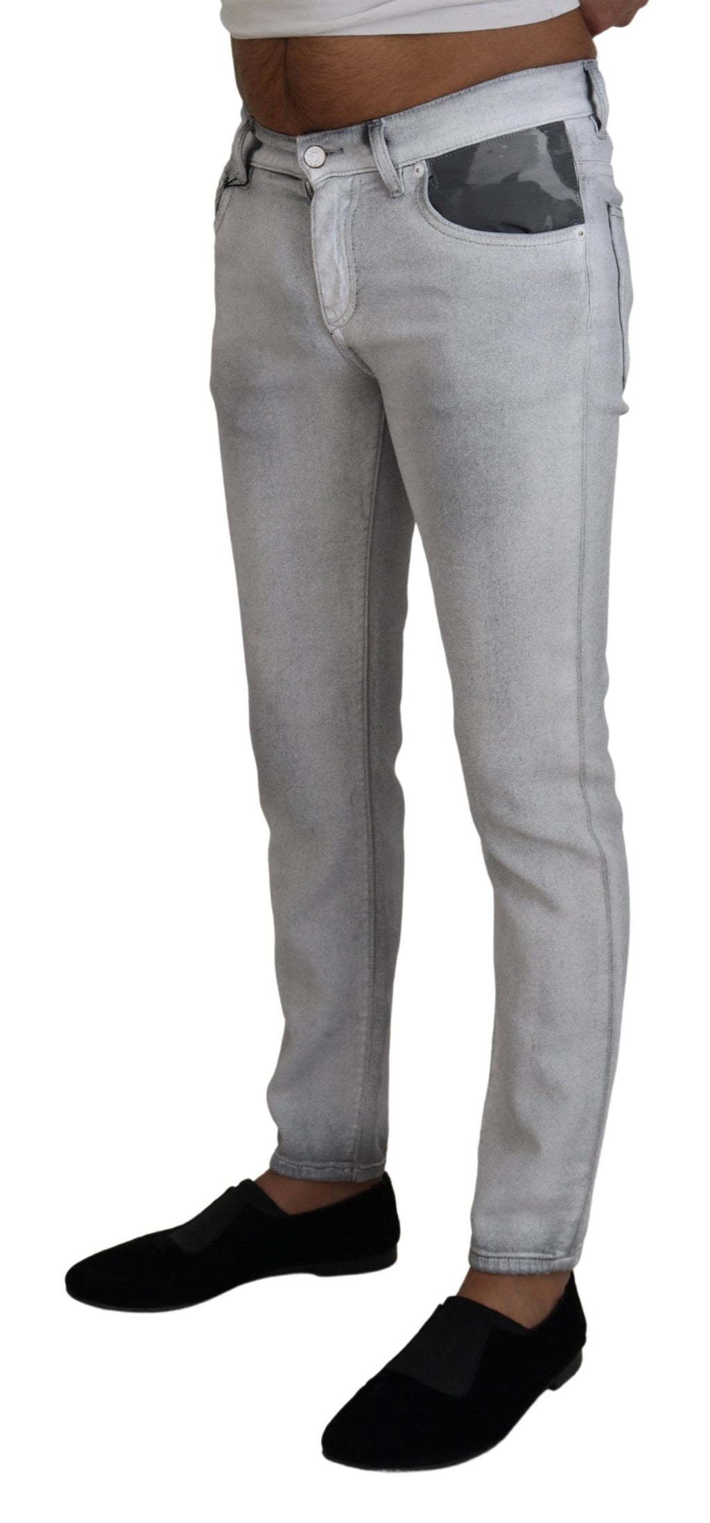 Dolce & Gabbana Graue gewaschene Skinny Herren Denim Jeans