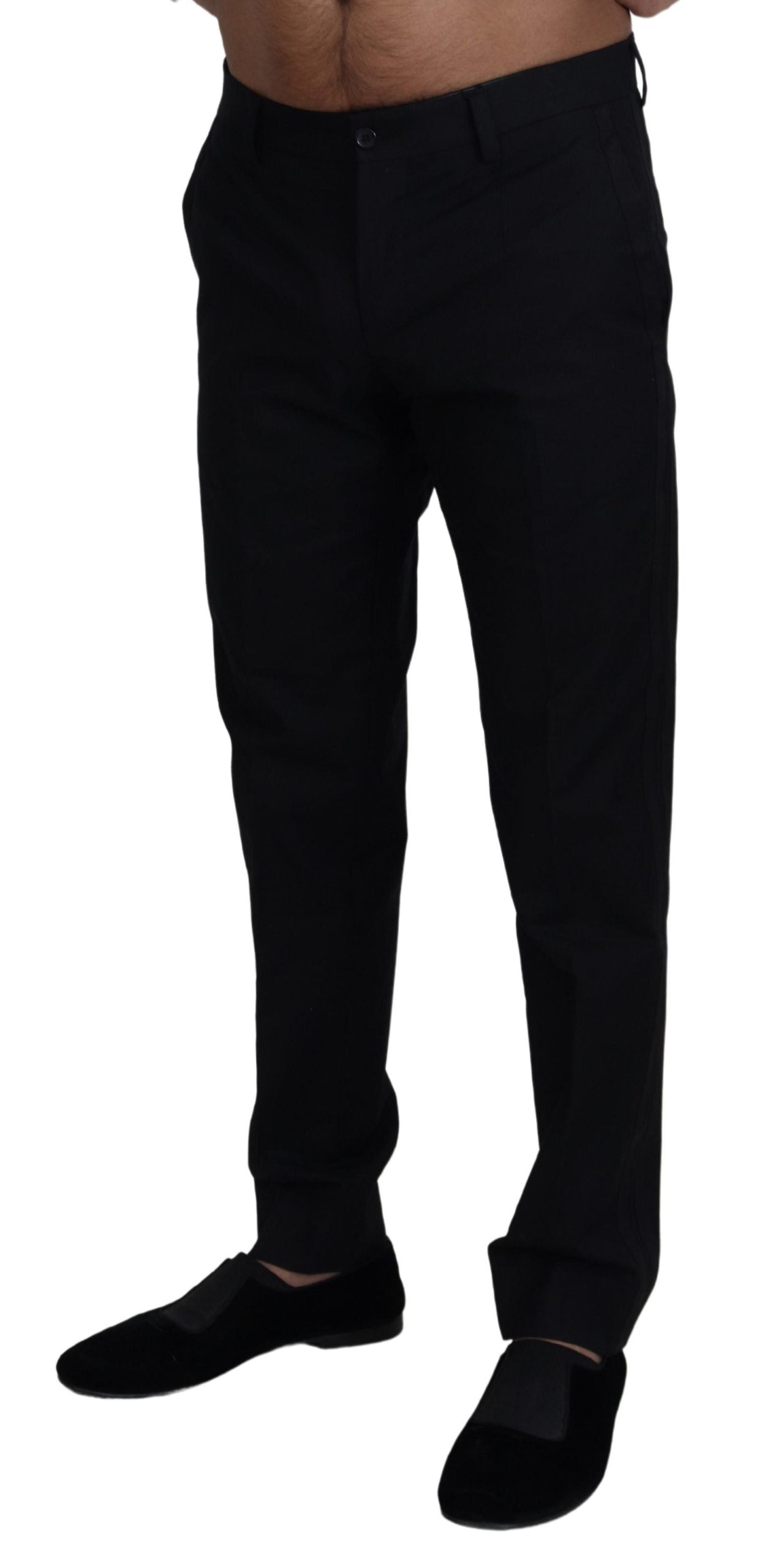 Dolce & Gabbana Black Cotton Formal Chinos