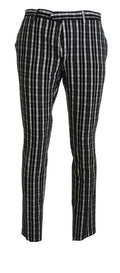 BENCIVENGA Black Checked Cotton Casual Trousers