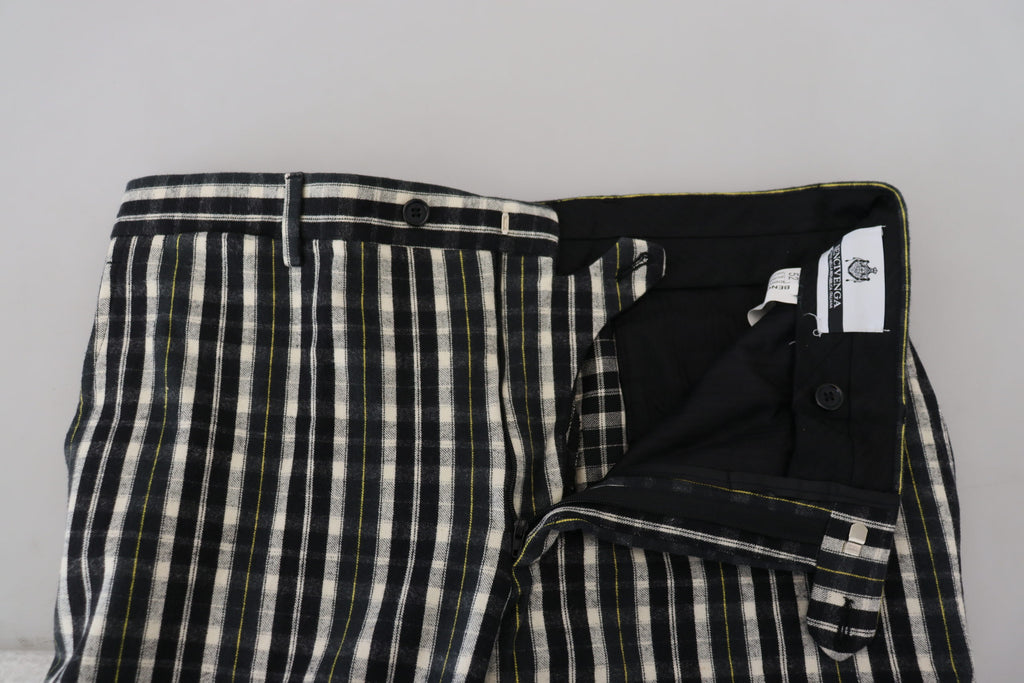 BENCIVENGA Black Checked Cotton Casual Trousers