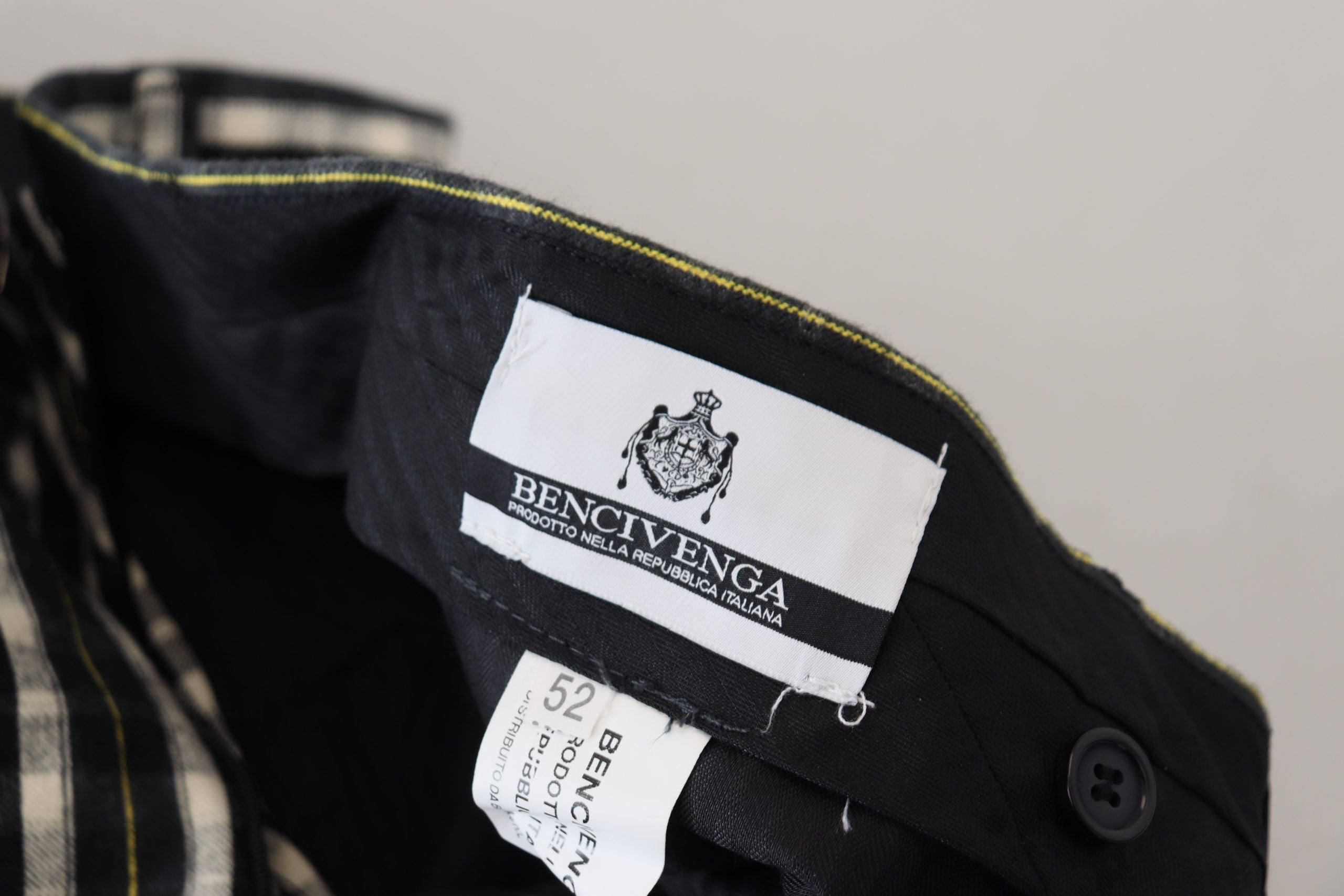 BENCIVENGA Black Checked Cotton Casual Trousers