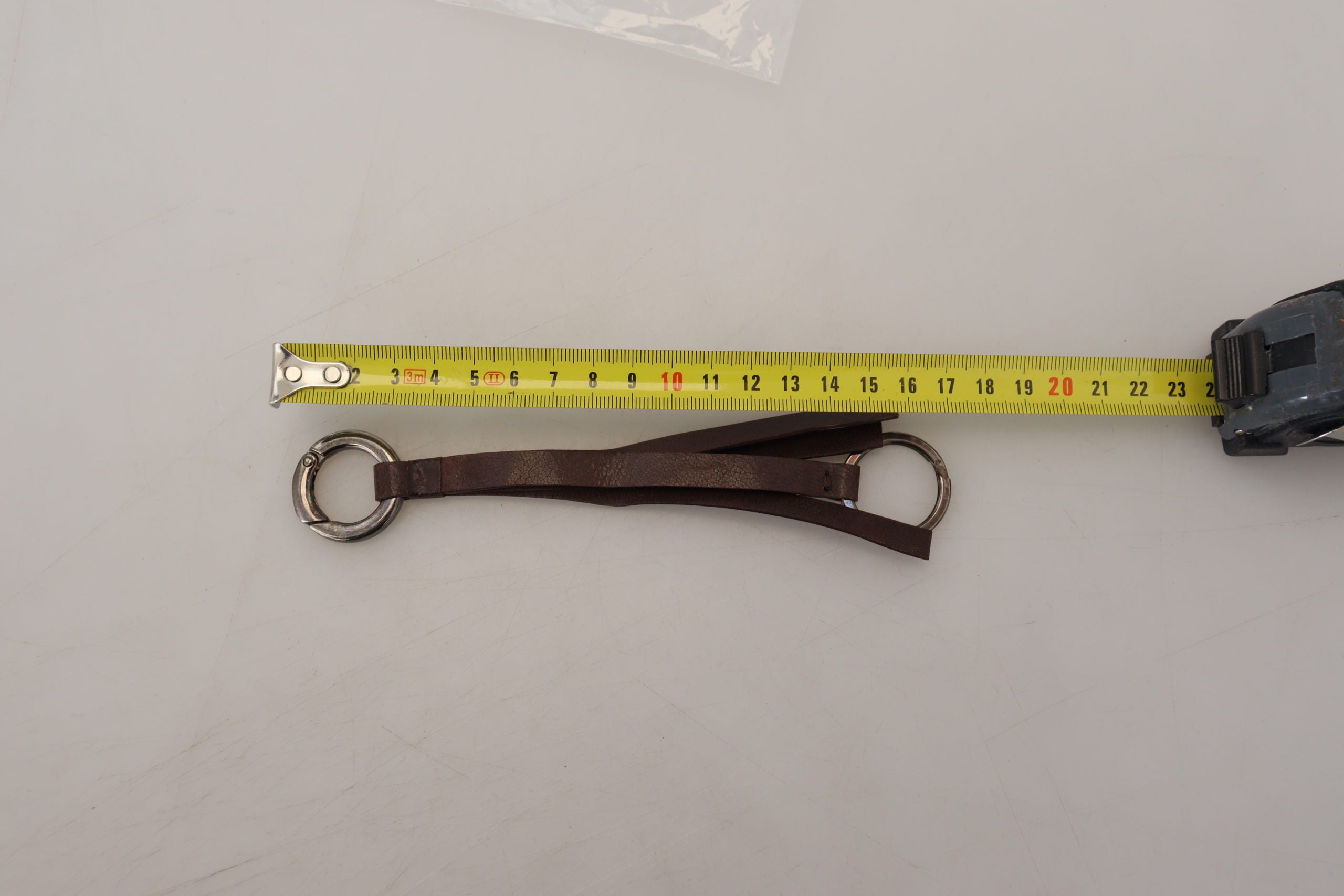 Costume National Brown Leather Silver-tone Metal Keychain