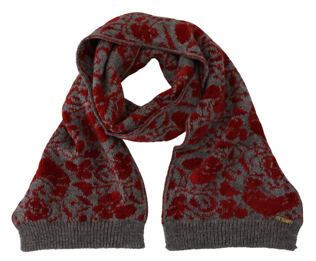 GF Ferre Rot Grau Gestrickter Wickelwärmer Damenschal Halstuch
