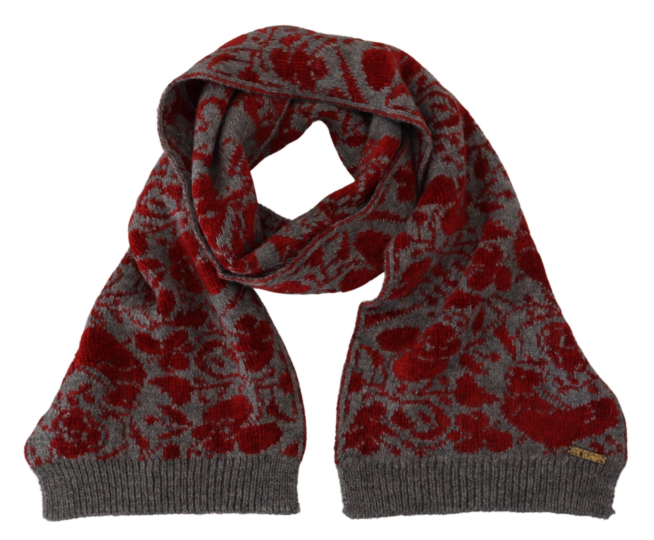 GF Ferre Rot Grau Gestrickter Wickelwärmer Damenschal Halstuch