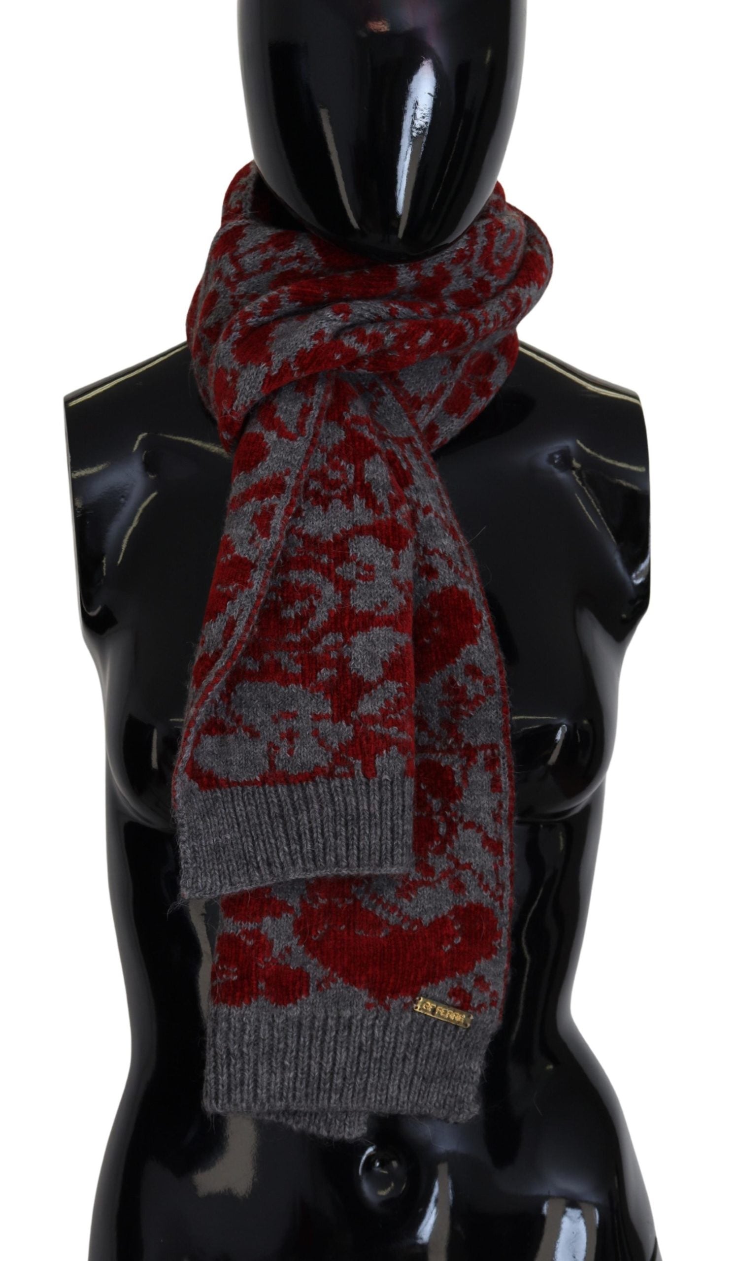 GF Ferre Rot Grau Gestrickter Wickelwärmer Damenschal Halstuch