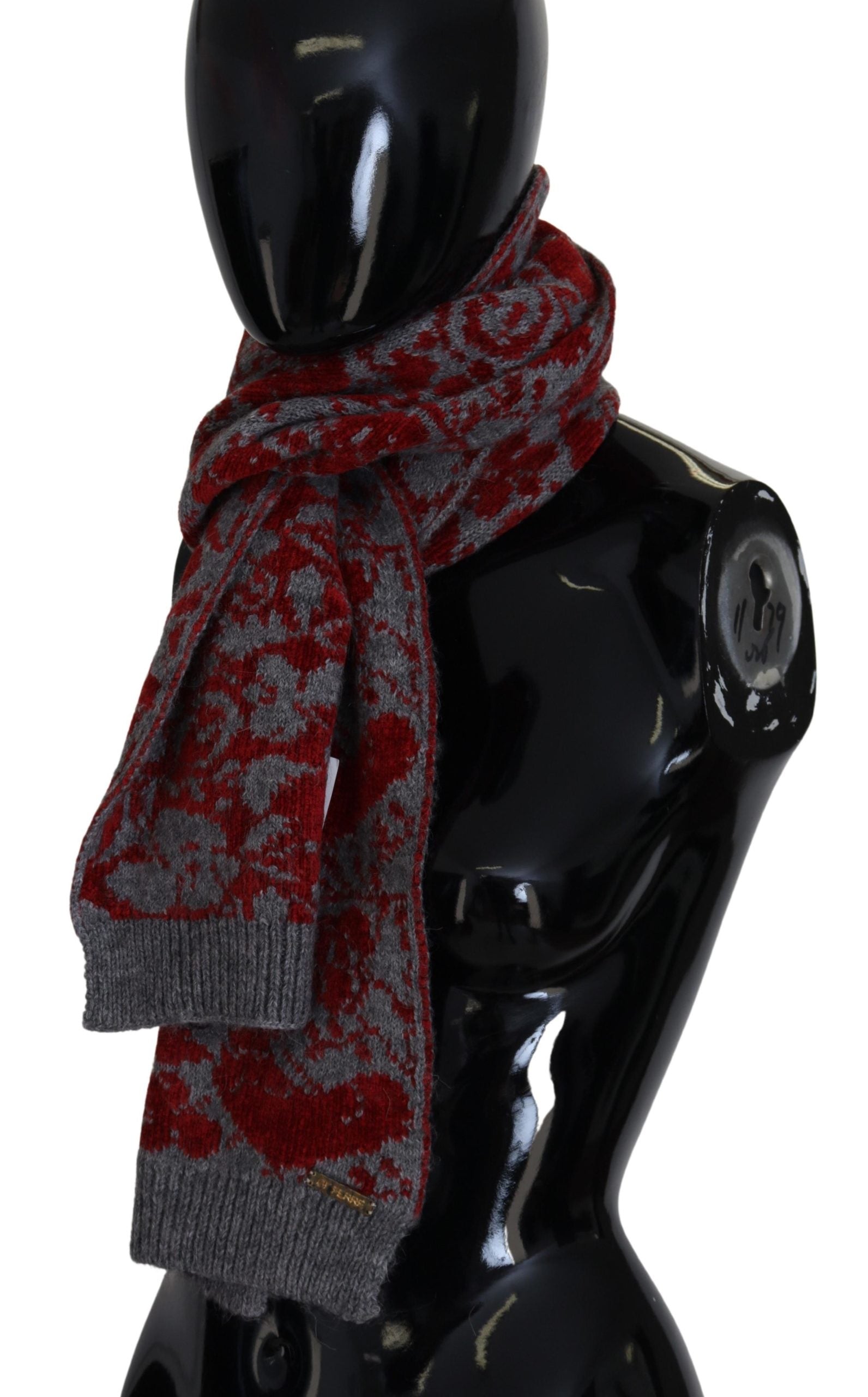 GF Ferre Rot Grau Gestrickter Wickelwärmer Damenschal Halstuch