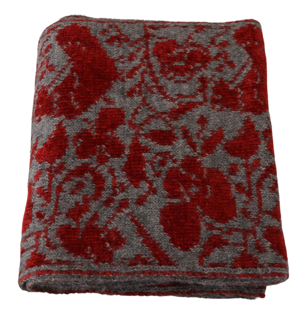 GF Ferre Rot Grau Gestrickter Wickelwärmer Damenschal Halstuch