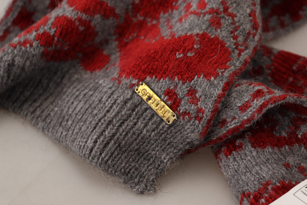 GF Ferre Rot Grau Gestrickter Wickelwärmer Damenschal Halstuch
