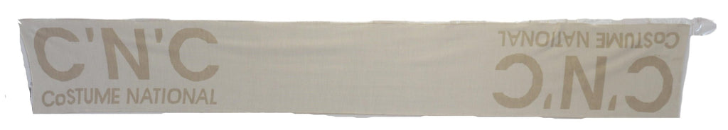 Costume National Beige White Logo Wrap Warmer Scarf Shawl