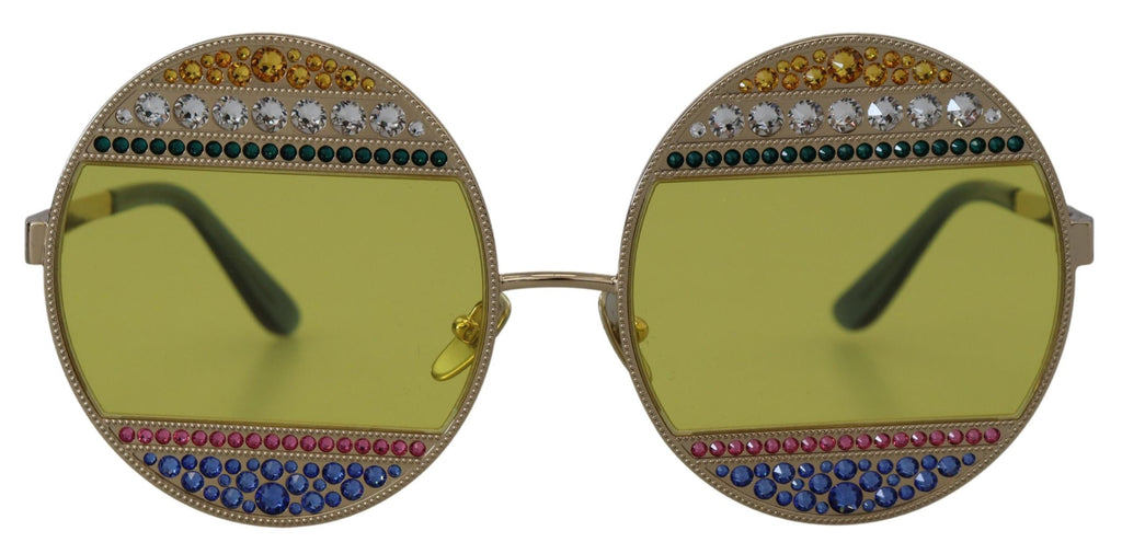 Dolce & Gabbana Gold Oval Metall Kristalle Shades DG2209B Sonnenbrille