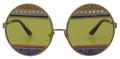 Dolce & Gabbana Gold Oval Metall Kristalle Shades DG2209B Sonnenbrille