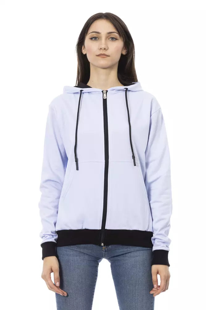 Baldinini Trend Purple Cotton Women's Hoodie with Adjustable Hood