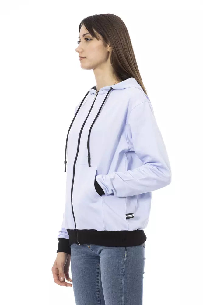 Baldinini Trend Purple Cotton Women's Hoodie with Adjustable Hood
