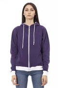 Baldinini Trend Lila Baumwoll-Damenpullover mit verstellbarer Kapuze