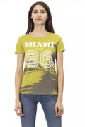 Trussardi Action Grünes Damen-T-Shirt aus Baumwolle