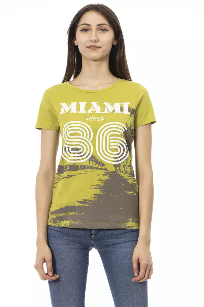 Trussardi Action Grünes Damen-T-Shirt aus Baumwolle