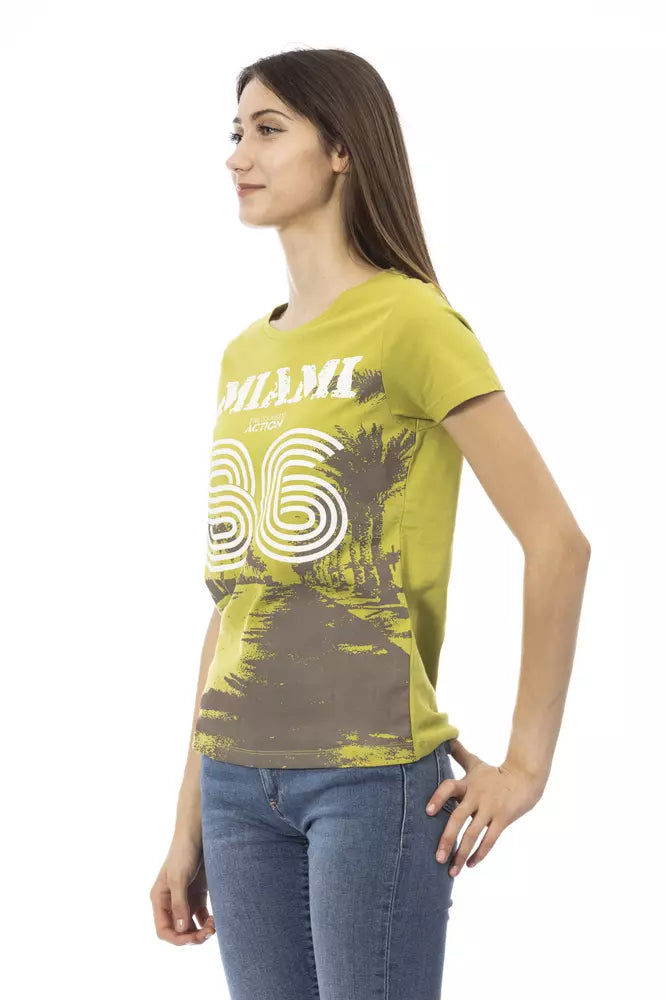 Trussardi Action Grünes Damen-T-Shirt aus Baumwolle